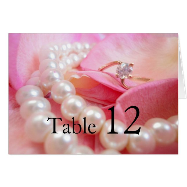 Tarjeta de la mesa de anillos Boda de las Perlas d (Anverso (Horizontal))