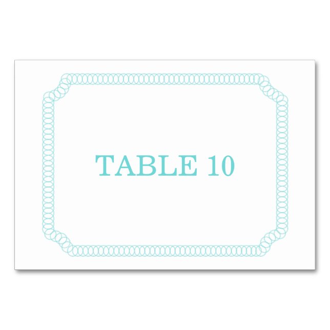 Tarjeta de la mesa de boletos Aqua Encircled (Anverso)