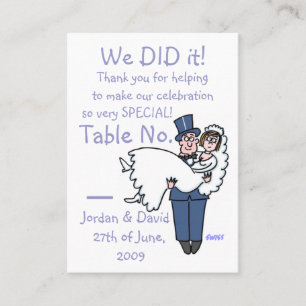 Tarjeta de la mesa de la recepción del Personaliza