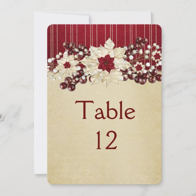 Tarjeta de la Mesa de Oro Star Damask de Navidades (Anverso)