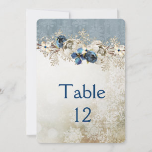 Tarjeta de la Mesa del Día del Invierno Azul Frío