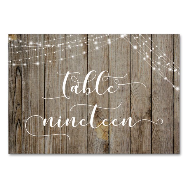 Tarjeta de la Mesa Diecinueve de Madera Marrón Des (Anverso)
