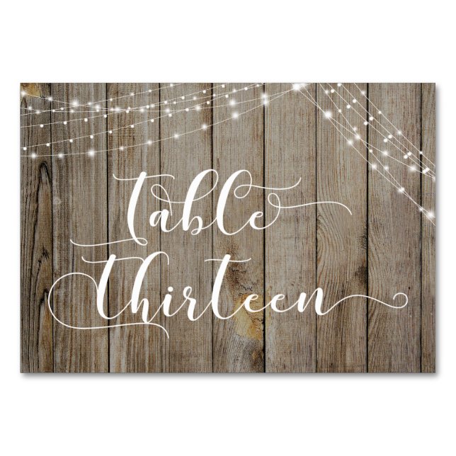 Tarjeta de la Mesa Trece de Madera Marrón Desgasta (Anverso)