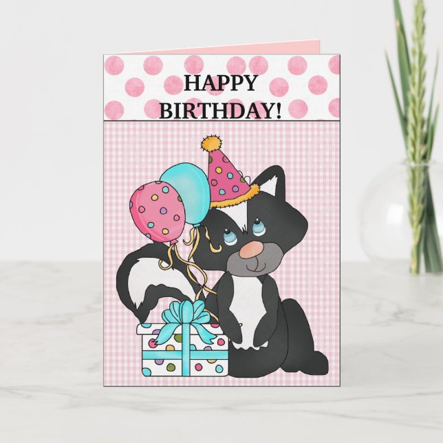 Tarjeta de la mofeta del cumpleaños (Anverso)