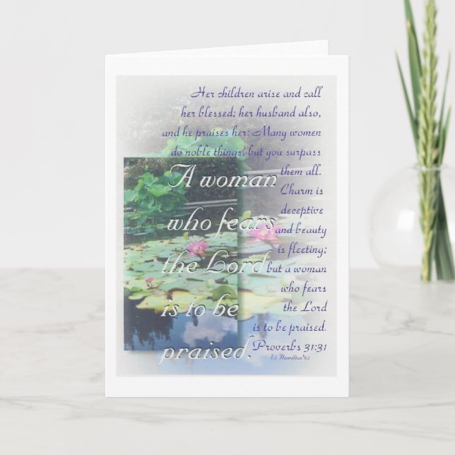 Tarjeta de la mujer de los proverbios 31 (Anverso)