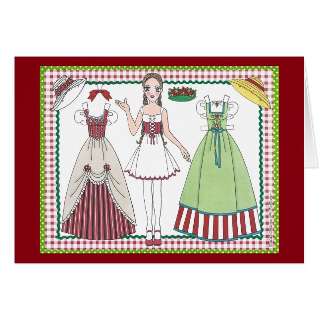 Tarjeta de la muñeca del papel del encanto del (Anverso (Horizontal))