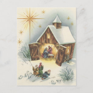 Tarjeta de la natividad del navidad del vintage