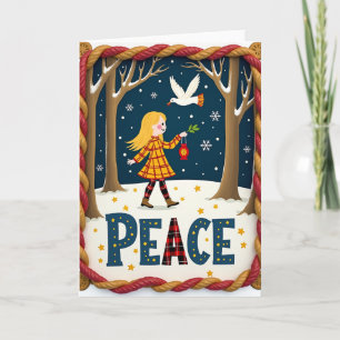 Tarjeta de la niña del invierno de la paz Paloma