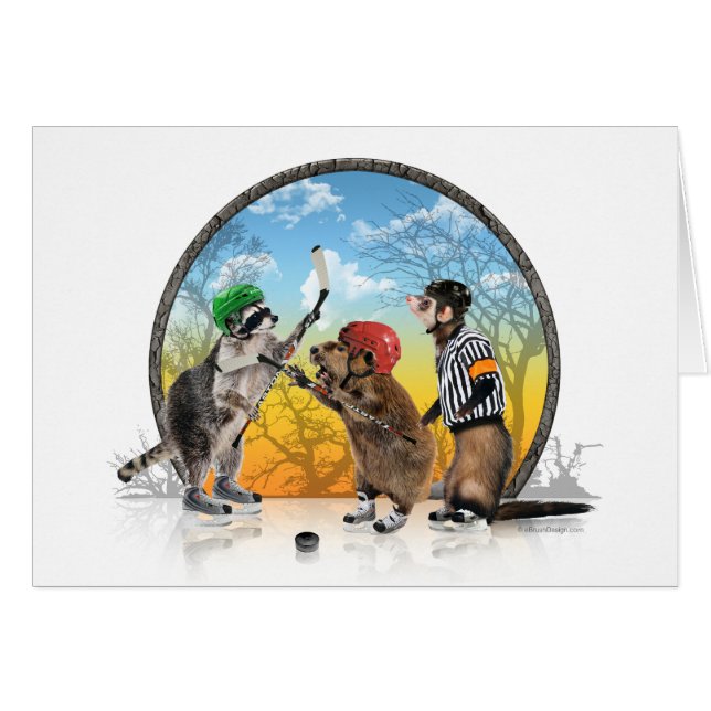 Tarjeta de la obra clásica del Critter del hockey (Anverso (Horizontal))