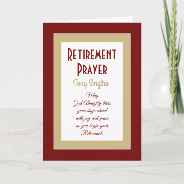 Tarjeta de la oración cristiana de jubilación (Anverso)