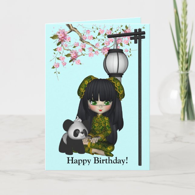 Tarjeta de la panda de la muñeca de Kawaii China (Anverso)