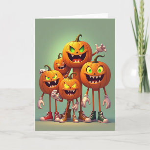 Tarjeta de la pandilla de la calabaza sonriente