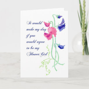 Tarjeta de la petición del florista del guisante
