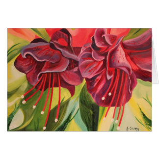 Tarjeta de la pintura al óleo de Fuschia de Juana