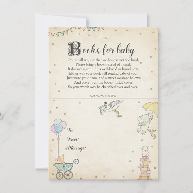 Tarjeta de la placa de libro de Baby Shower del (Anverso)