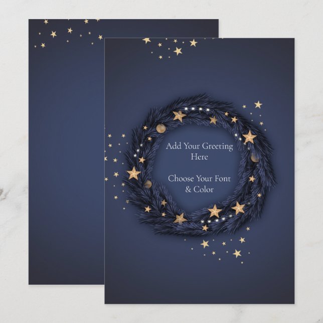 Tarjeta de la PLANTILLA de la guirnalda azul elega (Anverso / Reverso)