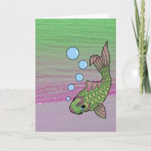 Tarjeta de la playa de Koi Carpy