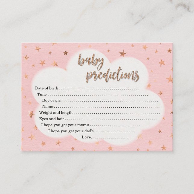 Tarjeta de la predicción del bebé para Baby Shower (Anverso)