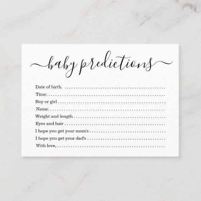 Tarjeta de la predicción del bebé para Baby Shower (Anverso)
