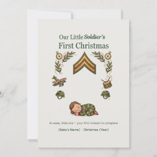 Tarjeta de la primera Navidad del pequeño soldado