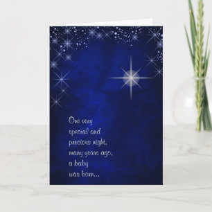 Tarjeta de la primera noche de Navidad con estrell