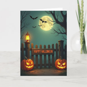 Tarjeta de la puerta de Halloween feliz
