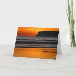 TARJETA DE LA PUESTA DEL SOL DE LA PLAYA DEL POINT
