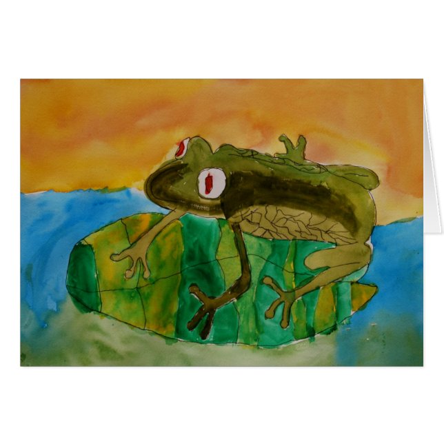 Tarjeta de la rana verde (Anverso (Horizontal))