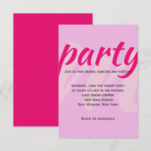 Tarjeta de la recepción del fiesta de Mitzvah del