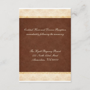 Tarjeta de la recepción nupcial del chocolate y de