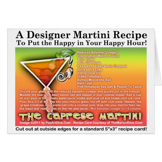 Tarjeta de la receta de Caprese Martini (Anverso (Horizontal))