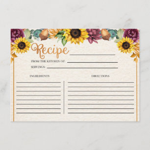 Tarjeta de la receta de la caída del girasol del