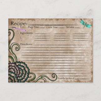 Tarjeta de la receta de la libélula