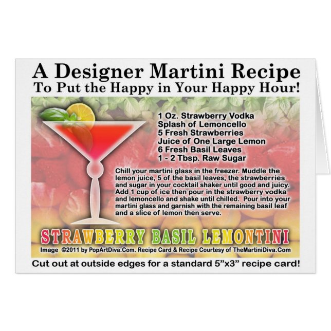 Tarjeta de la receta de Martini de la albahaca de (Anverso (Horizontal))