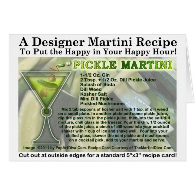Tarjeta de la receta de Martini de la salmuera (Anverso (Horizontal))