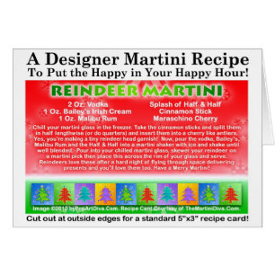 Tarjeta de la receta de Martini del navidad del