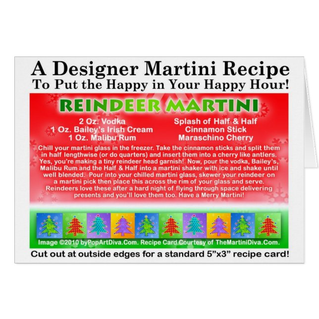 Tarjeta de la receta de Martini del navidad del (Anverso (Horizontal))