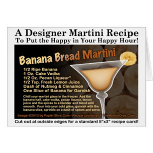 Tarjeta de la receta de Martini del pan de plátano
