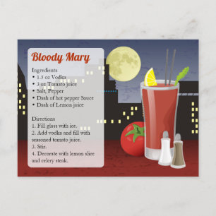Tarjeta de la receta del bloody mary