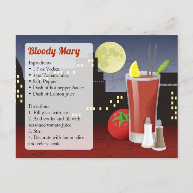 Tarjeta de la receta del bloody mary (Anverso)