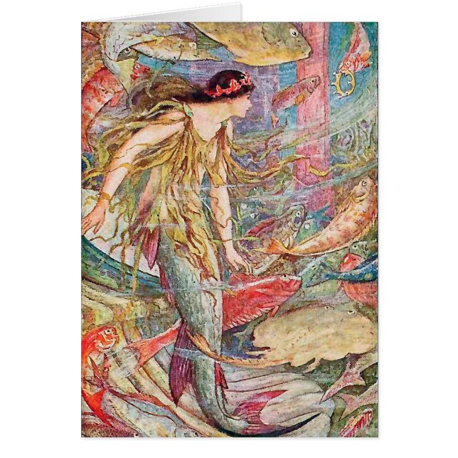 Tarjeta de la reina de la sirena de los peces (Frente)
