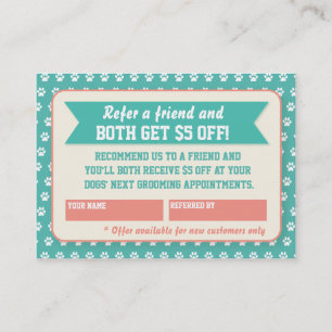 Tarjeta de la remisión del Groomer del mascota -
