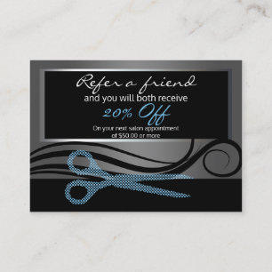 Tarjeta de la remisión tijeras negras y del azul 
