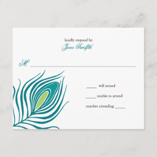 Tarjeta de la respuesta de la pluma del pavo real