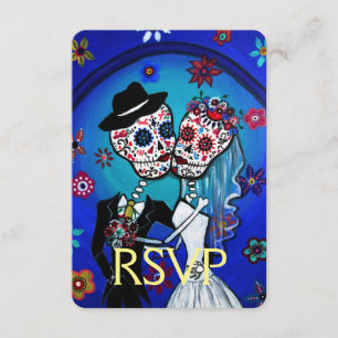Tarjeta de la respuesta de RSVP Dia de los Muertos