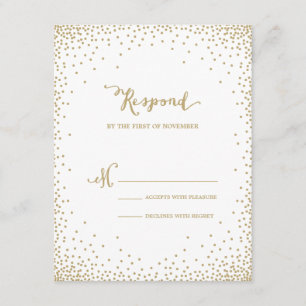 Tarjeta de la respuesta del confeti que se casa el