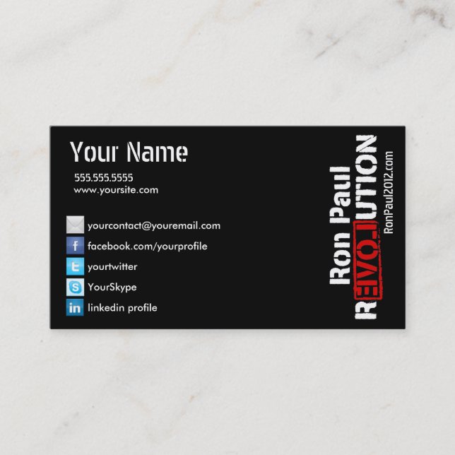 Tarjeta de la revolución de Ron Paul (Anverso)