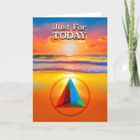 Tarjeta de la salida del sol en la playa con el es