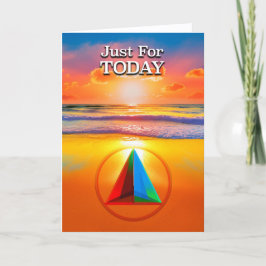 Tarjeta de la salida del sol en la playa con el es