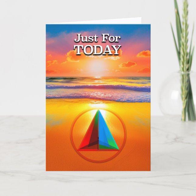 Tarjeta de la salida del sol en la playa con el es (Anverso)